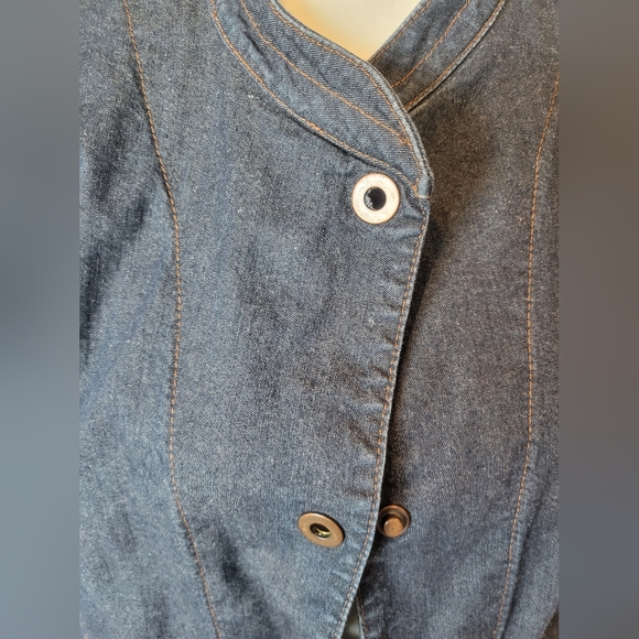 Eileen Fisher snap front stretch denim jean jacket medium - Picture 4 of 10